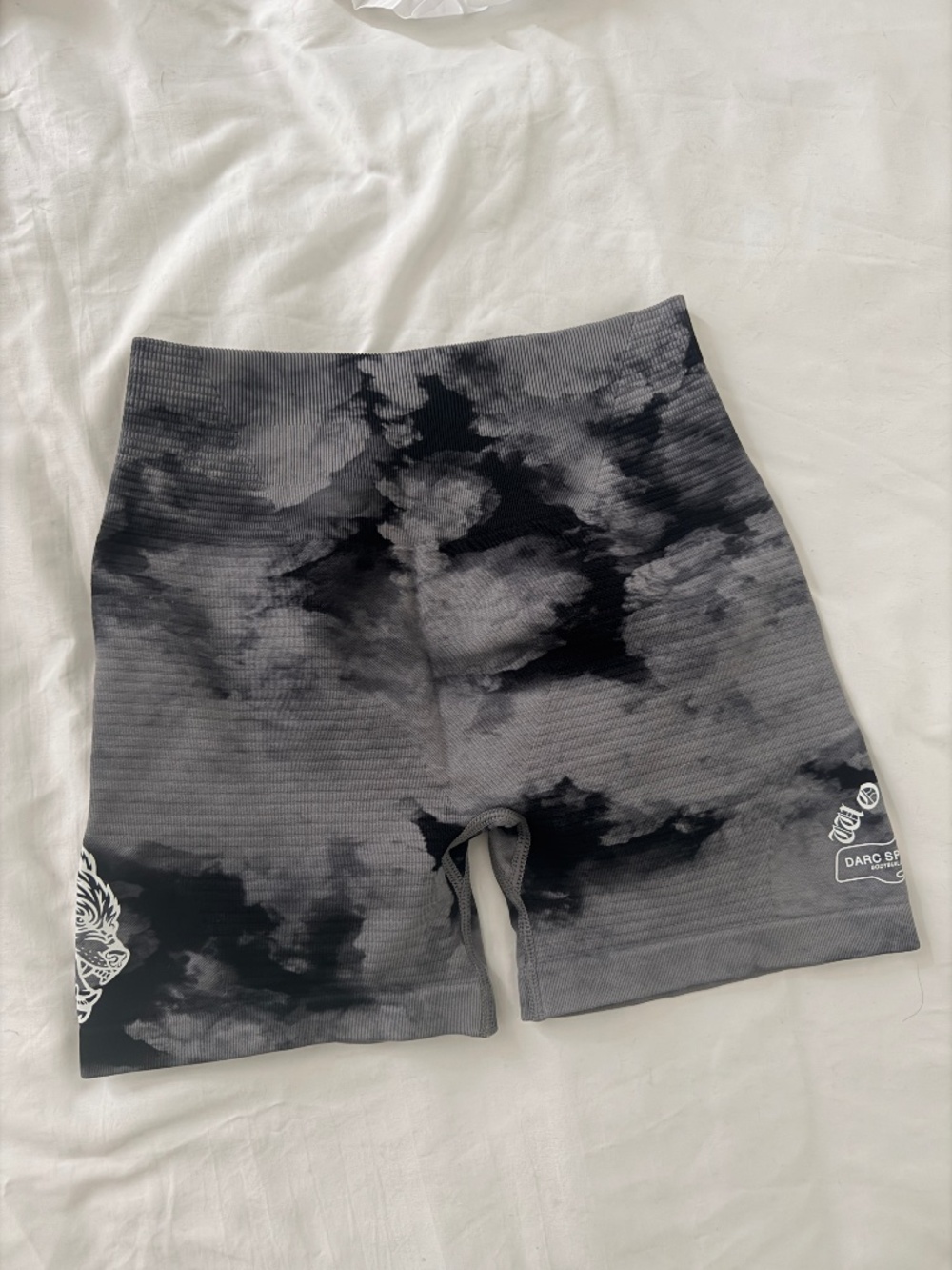 Dark Sports Riders Everson Seamless "Valencourt" Shorts in Black Ghost Clouds